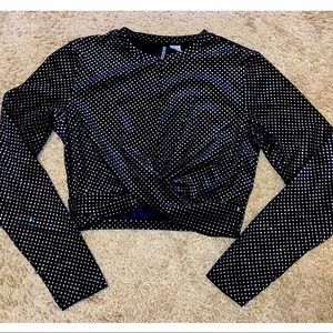 H&M Glitter Polka Dot Long Sleeve Crop